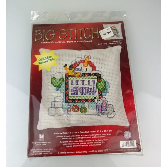 Janlynn Big Stitch Counted Cross Stitch 2006 10x10 Snowman Let it Snow Christmas - Picture 2 of 14